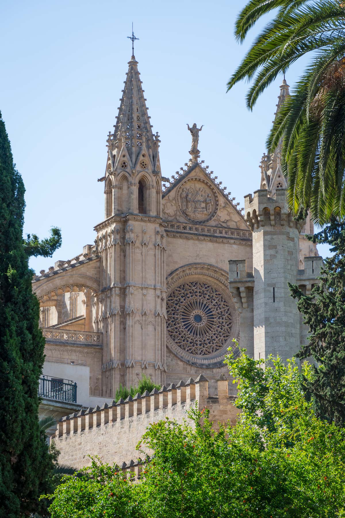 The view of La Seu from Fundación Bartolomé March in Palma De Mallorca. 