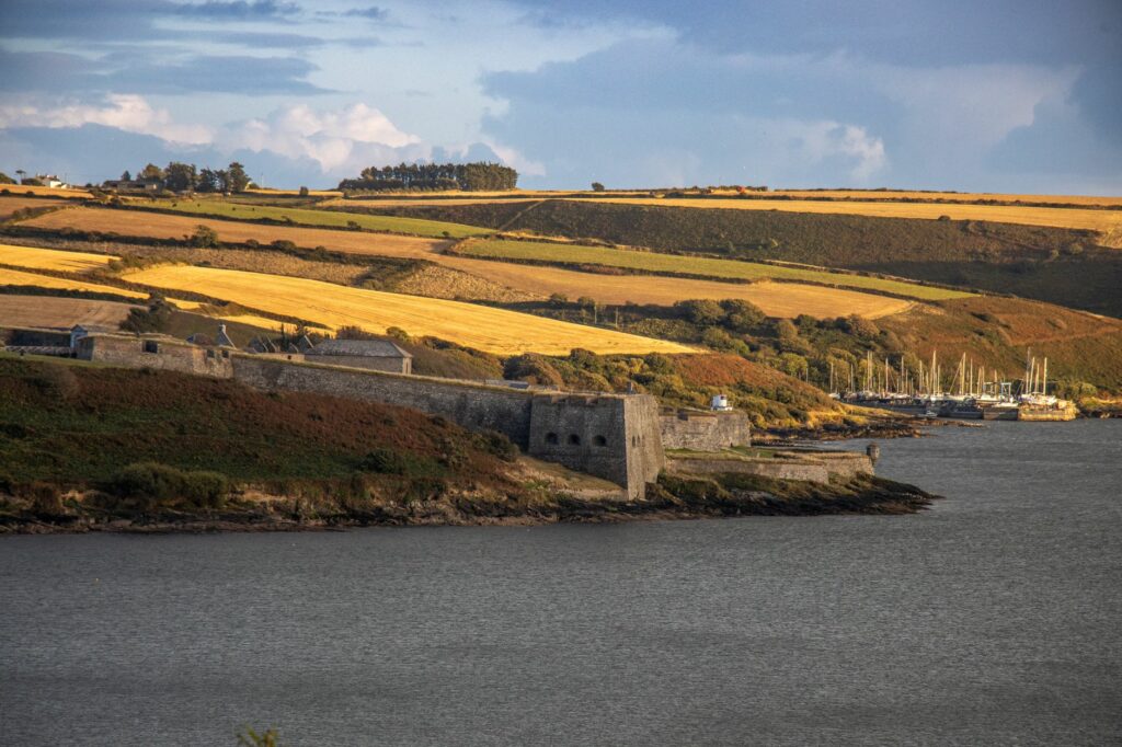 Beautiful view of Kinsale Harbor with historic Fort Charles and surrounding landscapes.