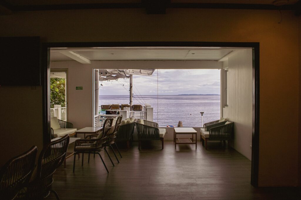 Enjoy waterfront dining with stunning ocean views in Mabini, Philippines.